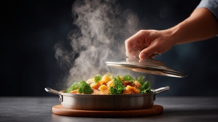 A close-up of culinary joy steam from delicious dish