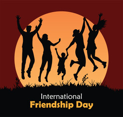 Happy international friendship day silhouette illustration background