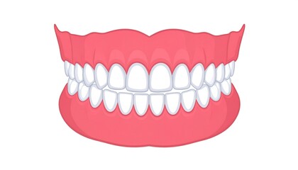 Fototapeta premium Cartoon vector illustration of a full set of dentures isolated on white background