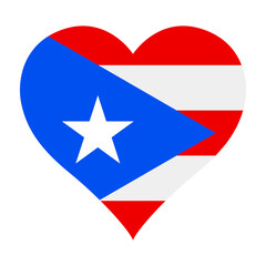 Puerto Rico heart shaped flag icon digital vector illustration. National flag of Puerto Rico. Love flag icon.