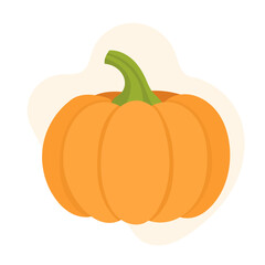 Vibrant pumpkin showcases its ridged texture and green stem, perfect for Halloween, Thanksgiving, or seasonal decor, highlighting the beauty of fall harvests