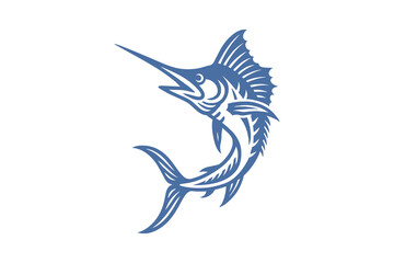 Swordfish Engraving Style Vector Illustration