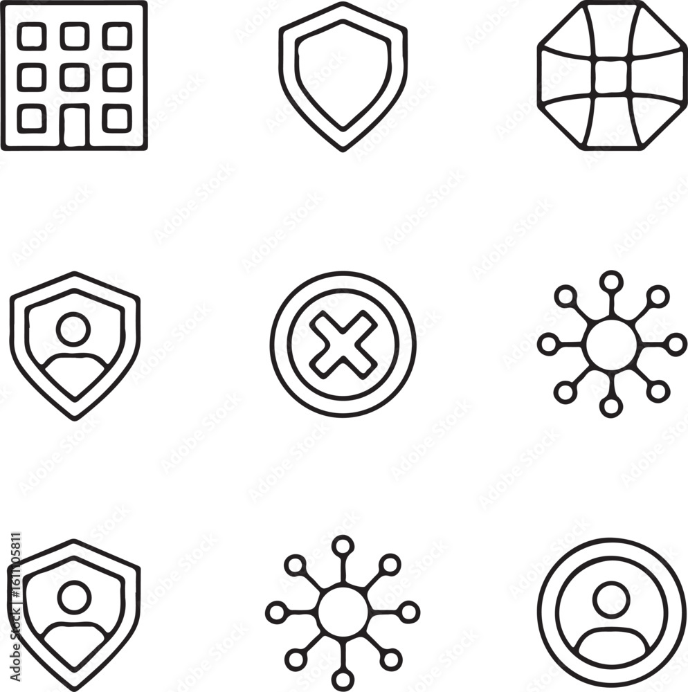 Poster abstract geometric shapes and lines forming a dynamic composition with a distinctive silhouette styl