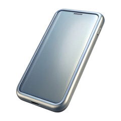 silver smartphone plastic 3d icons in cartoon plastic style minimal isolated on transparent white background, clipping path