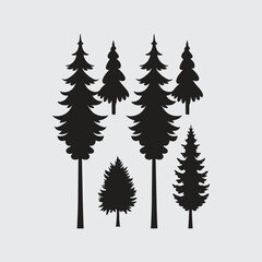 Obraz premium Vector Pine Tree Shapes - Forest Silhouettes for Outdoor Design