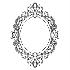 Ornate Circular Frame Elegant Decorative Border with Floral Scrollwork