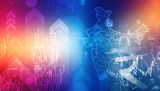 India GDP Growing, increasing Indian GDP and Rising arrow going up with Indian flag on financial economy background, Future of Indian Economy.