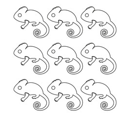 Grid of Cute Chameleon Outline Icons
