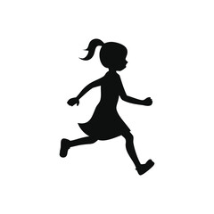 Black Outline of a Running Young Girl