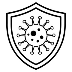 Obraz premium Antivirus Shield Minimal Line Art Vector