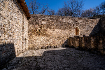 Stone buildings and streets In Chufut Kale .Crimea. Russia.