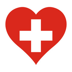 Fototapeta premium Switzerland heart shaped flag icon digital vector illustration. National flag of Switzerland.