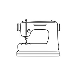 Sewing Machine Line Art: A simple, black and white vector illustration of a classic sewing machine, perfect for design projects.