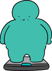 Illustration of man on weighing machine
