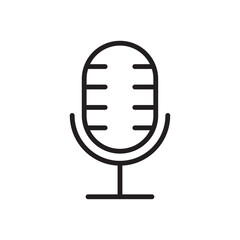 Microphone line icon. Audio, sound sign. Record symbol. Vector illustration. Flat design. Editable stroke. Isolated on a white background.
