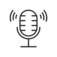 Microphone record line icon. Audio, sound symbol. Vector illustration. Flat design. Editable stroke. Isolated on a white background.