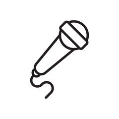 Musical microphone line icon. Audio, sound, karaoke sign. Microphone symbol. Vector illustration. Flat design. Editable stroke. Isolated on a white background.