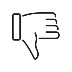 Thumbs down icon. Dislike symbol. Gesture sign. Vector illustration. Flat design. Editable stroke. Isolated on a white background.