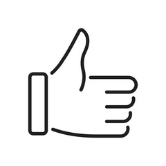 Thumbs up icon. Like symbol. Gesture sign. Vector illustration. Flat design. Editable stroke. Isolated on a white background.