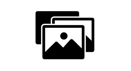 Stack Of Pictures Icon Black White