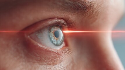 Data streams in eye closeup shot futuristic environment