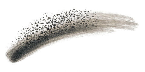 A textured brush stroke with scattered particles isolated on transparent background