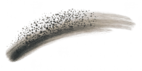 A textured brush stroke with scattered particles isolated on transparent background