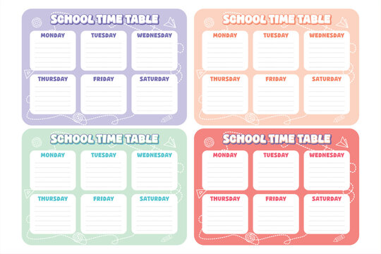 School Time Table Template Set