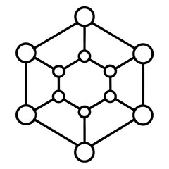 Atomic Network Symbol Line Art Design