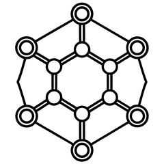 Atomic Network Symbol Line Art Design