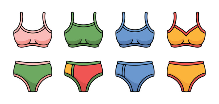 Collection of colorful women s underwear and bralettes