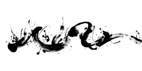 Black ink brush stroke isolated on transparent background