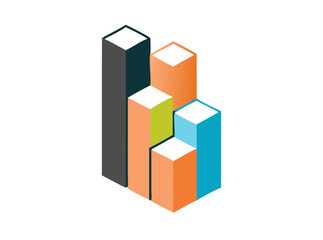 Obraz premium Bar Chart Infographics Elements 3D Vector Flat Design, Sign, Icon Full Color.
