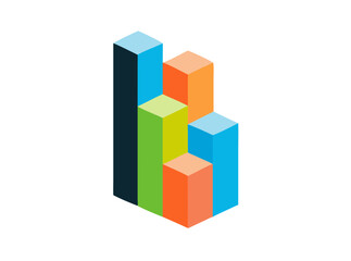 Fototapeta premium Bar Chart Infographics Elements 3D Vector Flat Design, Sign, Icon Full Color.