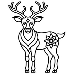 Deer Mandala Outline Vector Illustration