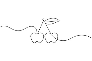 Fototapeta premium Apple fruit continuous one line drawing minimalist style healthy and organic outline vector illustration