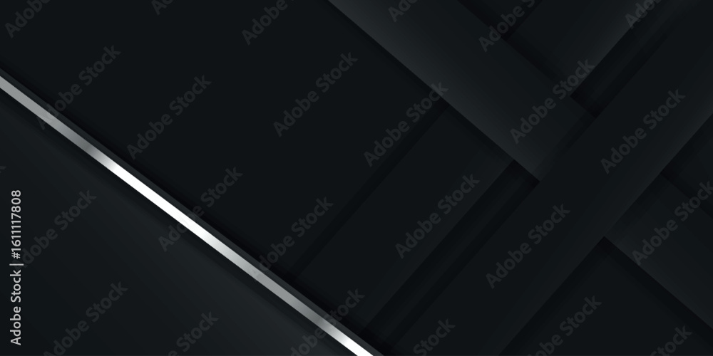 Aufkleber dark background with overlapping geometric shapes and diagonal lines in shining metallic silver. mod