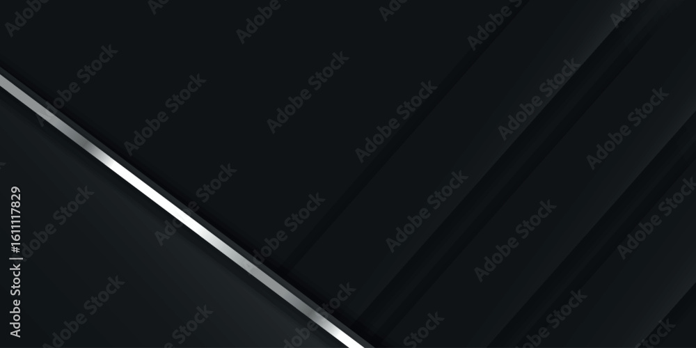 Aufkleber dark background with overlapping geometric shapes and diagonal lines in shining metallic silver. mod