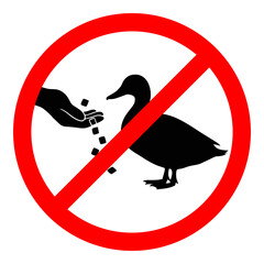 no feed the duck icon sign symbol, no feeding bird sign, isolated on white background	