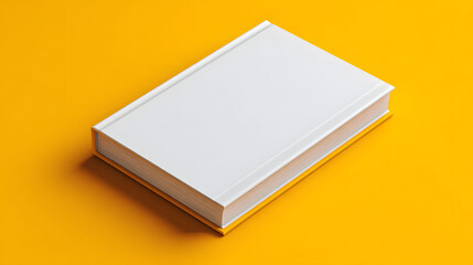 White Blank Book Mockup on Yellow Background