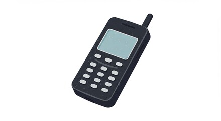 Retro mobile phone with antenna illustration
