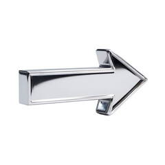 Chrome Arrow Pointing Right Directional Metallic Sign Shiny Navigation Symbol.