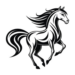 Elegant Black and White Horse Illustration A Symbol of Strength Grace and Freedom in a Modern Design