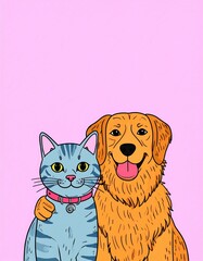Colorful Cartoon Pets: A Vibrant Collection of Whimsical Cats and Dogs