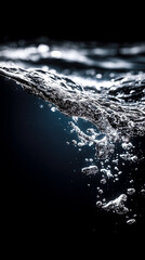 Water in air . top down view. isolated on black background