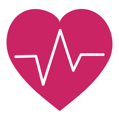 Heart Pulse - Curved White Line on Heart Background - Vector illustration