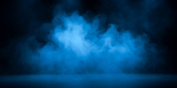 Background of a stage, studio floor, asphalt, and a dimly lit floor surface reminiscent of a street, with a suspicious mist/smoke rising from the surface.
Mysterious blue fog/smoke background with mys