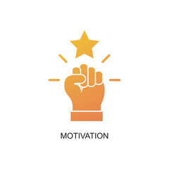 Gradient Motivation Fist Hand Achieving Star Goal Icon Design