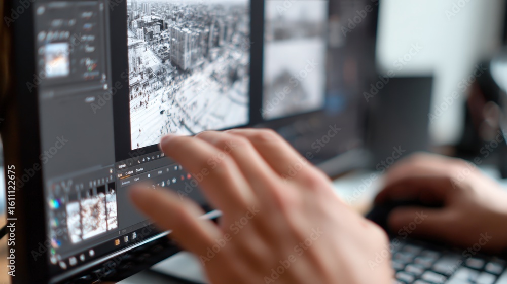 Poster first-person view of adjusting image resolution in publishing software