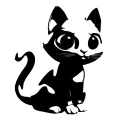 Curious 3d cat icon with big eyes and smooth fur